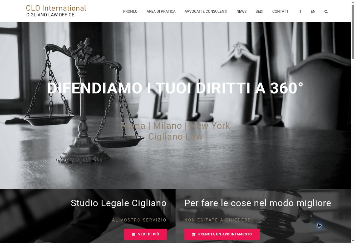 Screenshot reale del sito Studio Legale Cigliano