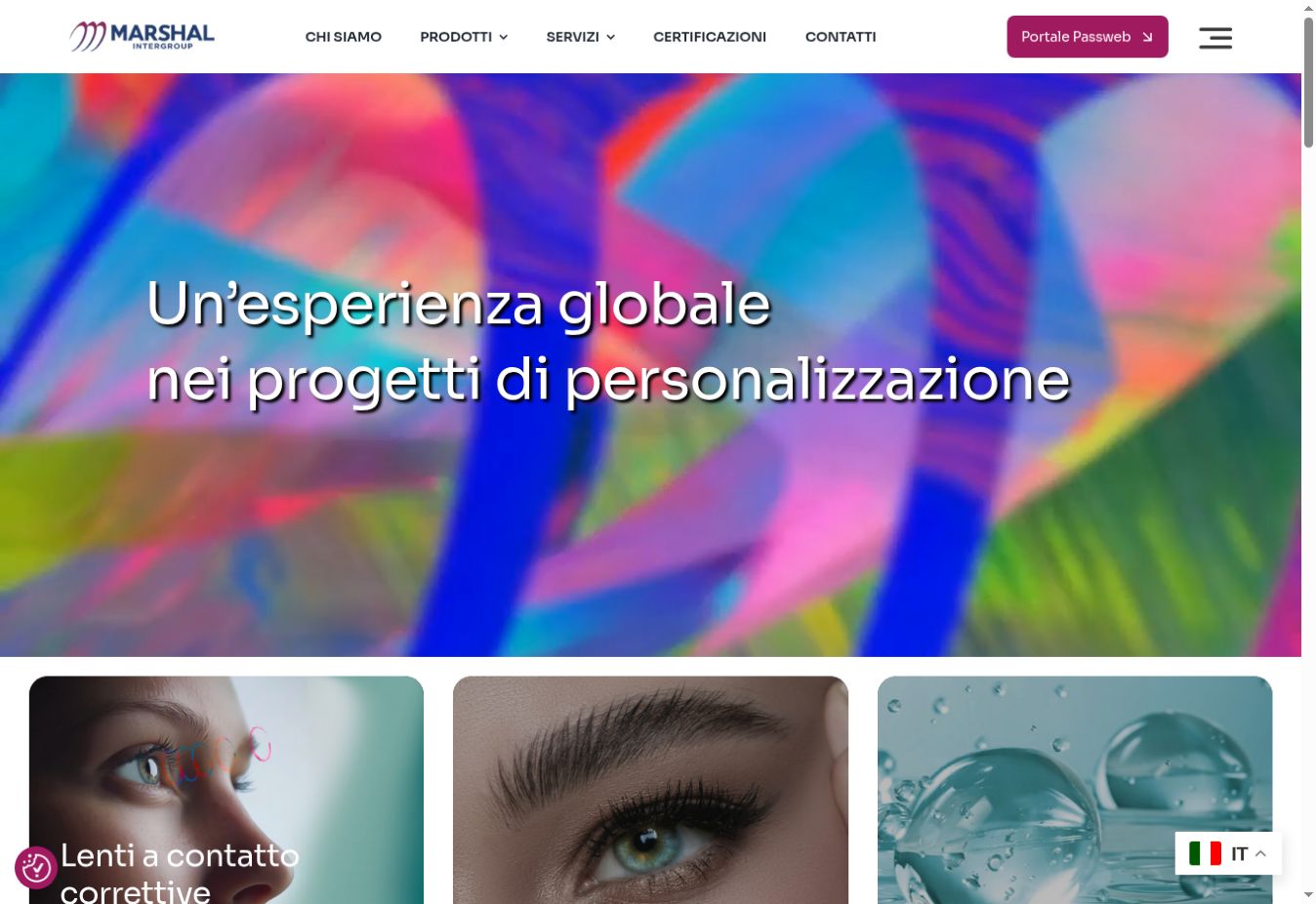 Screenshot reale del sito Marshal Intergroup