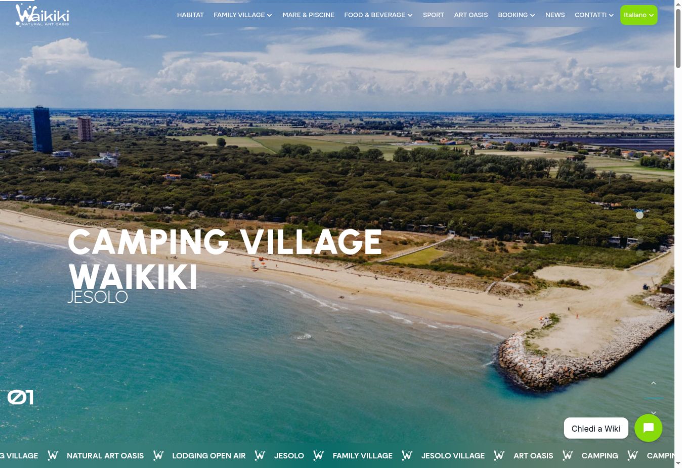 Screenshot reale del sito Camping Waikiki Village