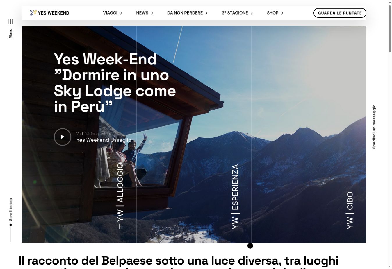 Screenshot reale del sito Yes Week-end